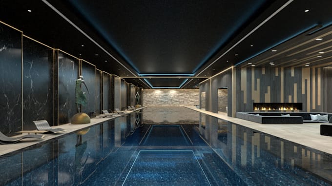 design 3d hospitality interiors for luxury hotel, lobby resort with 3d rendering