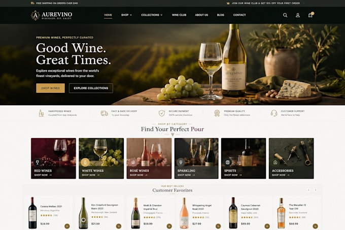 design a premium wine shopify store for your wine business