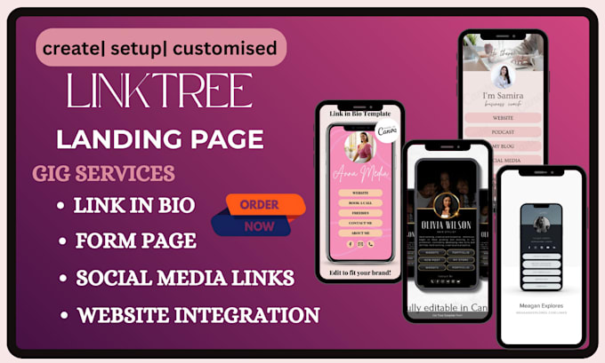 create, setup, optimize social media and linktree account for professional brand