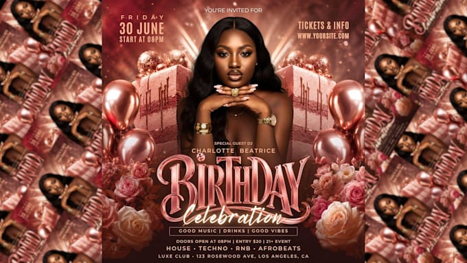design a luxury birthday flyer, club event flyer, and party poster luxury VIP