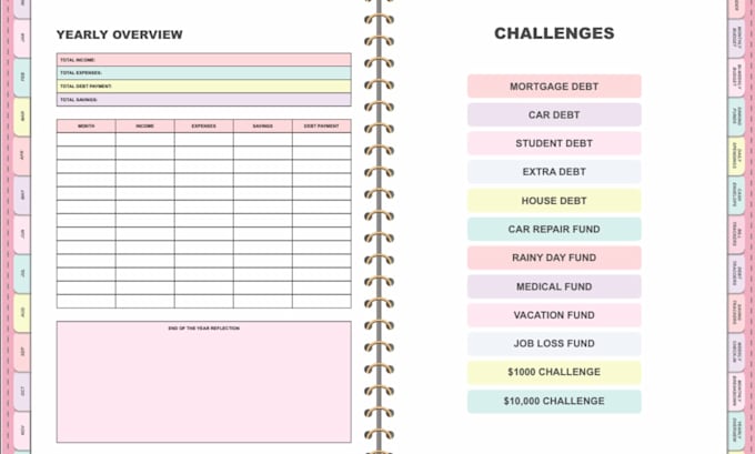 yearly digital hyperlinked planner spreadsheet routine planner habit tracker