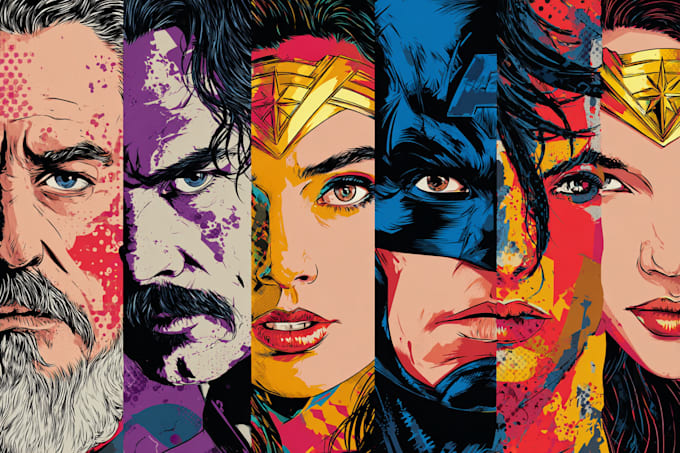 make a super hero comic or character illustration