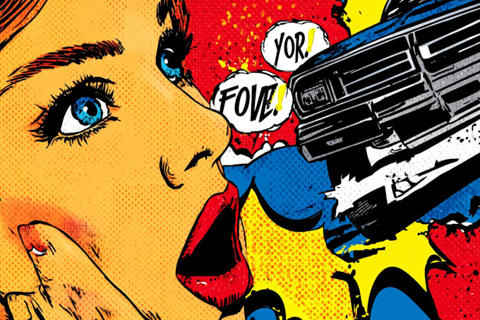 draw a retro pop art roy lichtenstein style