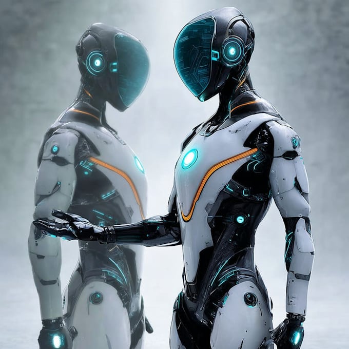draw sci fi cyberpunk nfts, comic robot characters