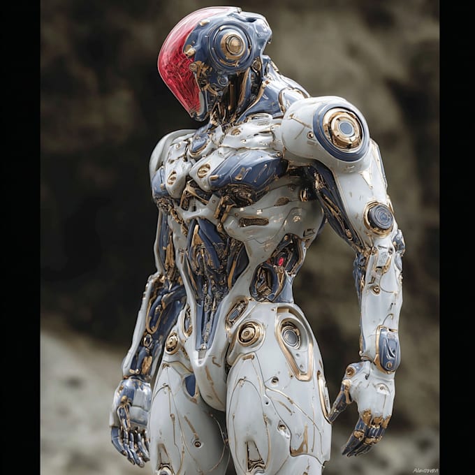 do cyberpunk, sci fi, robot, mecha character concept art