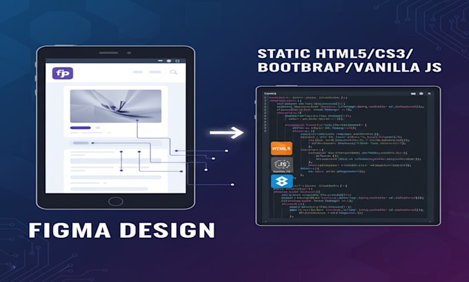 do figma design to static site HTML5, css3, bootstrap and vanila js