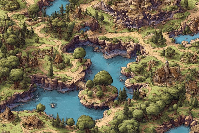 draw a fantasy map illustration