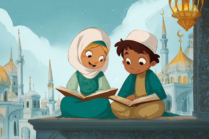 do islamic muslim illustration for children book and other