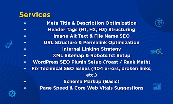 do on page SEO optimization and fix technical issues on wordpress
