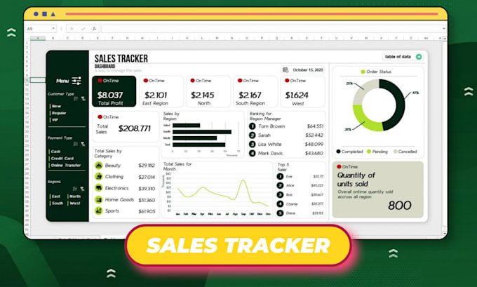 create interactive excel sales dashboard for business
