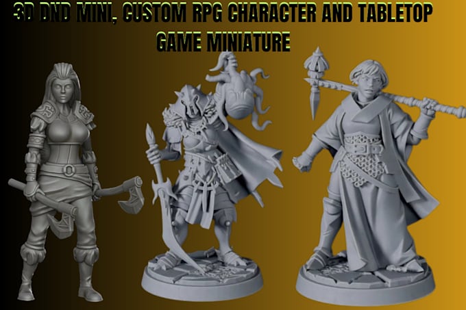 Make stylized 3d dnd mini, custom rpg character and tabletop game ...