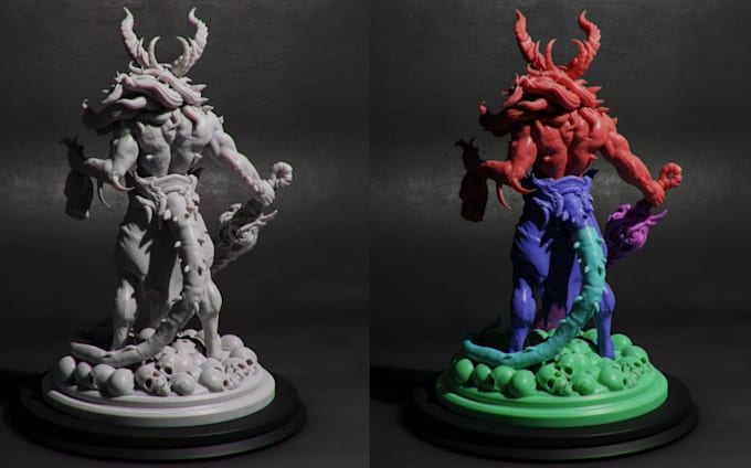 make realistic 3d statue,zbrush creature sculpt character stl for 3d print,resin