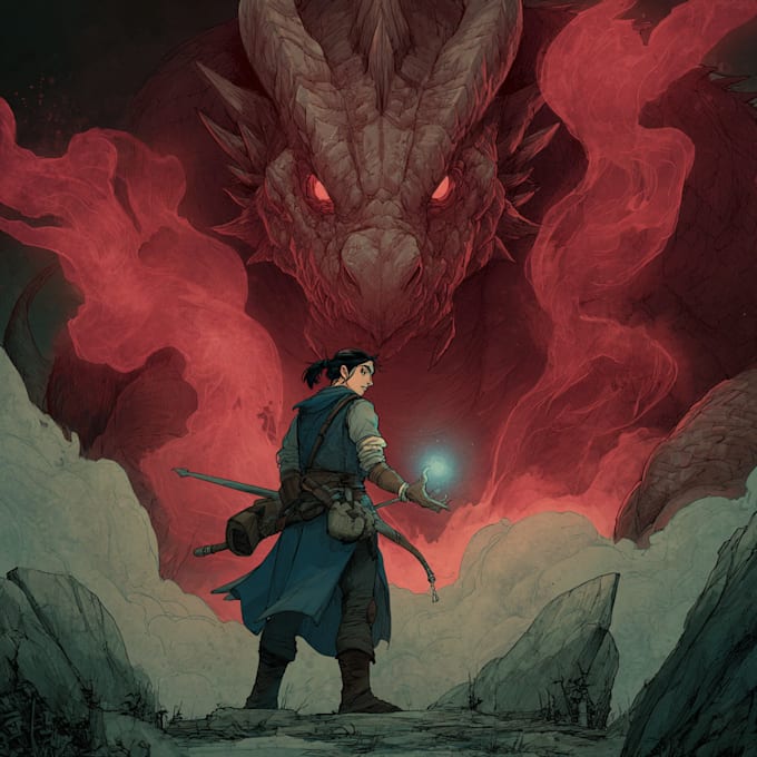 draw dungeons and dragons or oc illustration