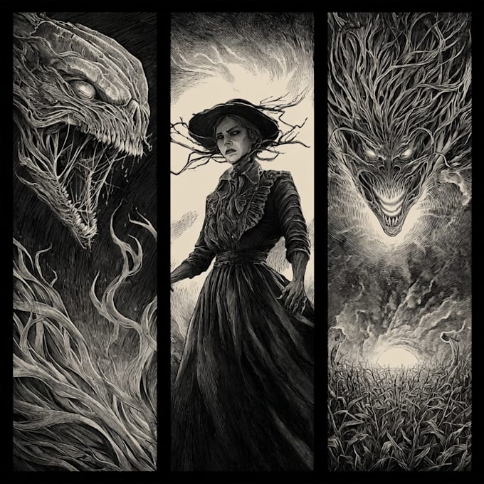draw dark fantasy horror and creature illustrations