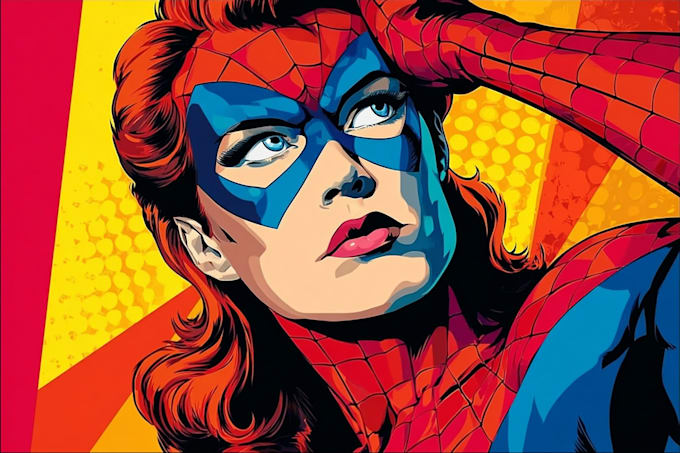 illustrate a superhero pop art portraits