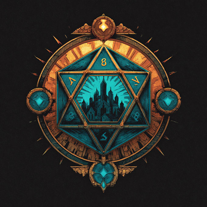 draw a dnd, fantasy, sci fi, rpg animated game logo