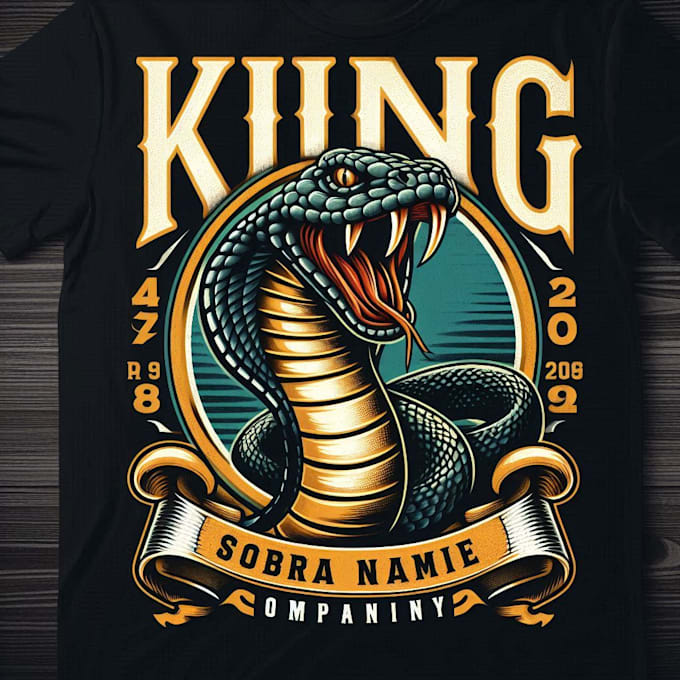 make a vintage king cobra snake logo t shirt design