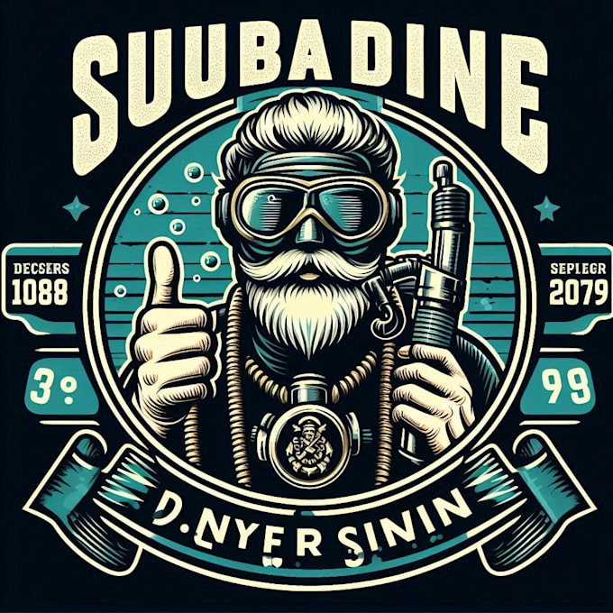 make a vintage scuba diving mascot logo t shirt design