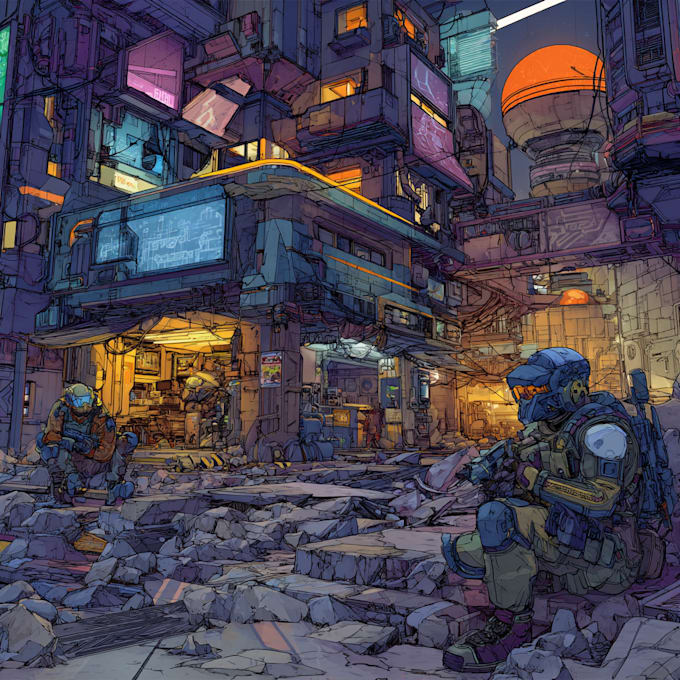 Create detailed art of sci fi cyberpunk psychedelic artwork by ...