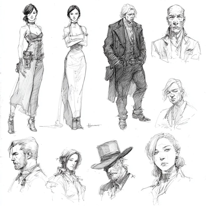 character drawings, for games, books,