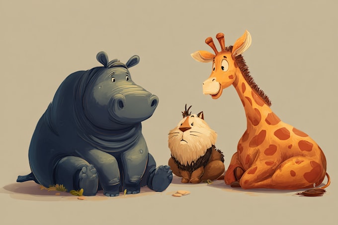 draw animals cartoon illustration