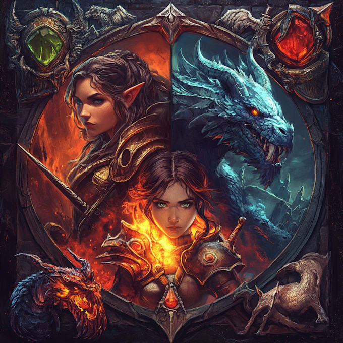 do unique fantasy game logo title