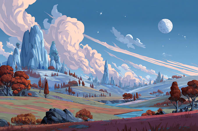 create fantasy landscape and environment illustrations