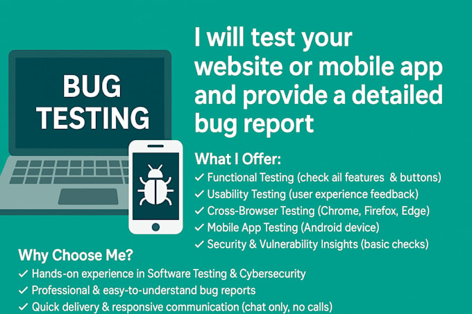 test your website or mobile app and provide a detailed bug report