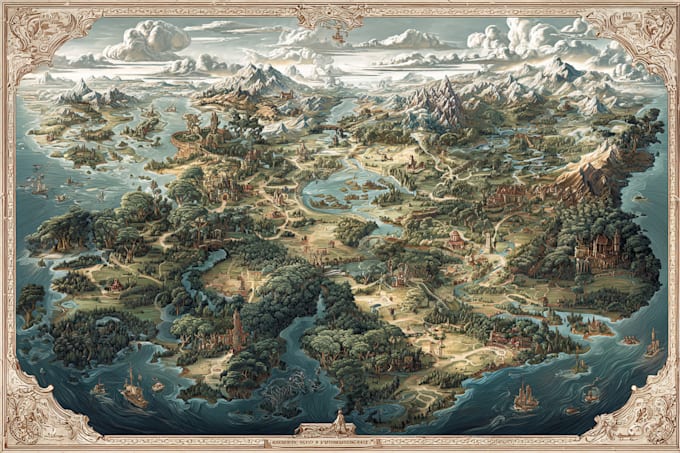 draw a high quality fantasy map