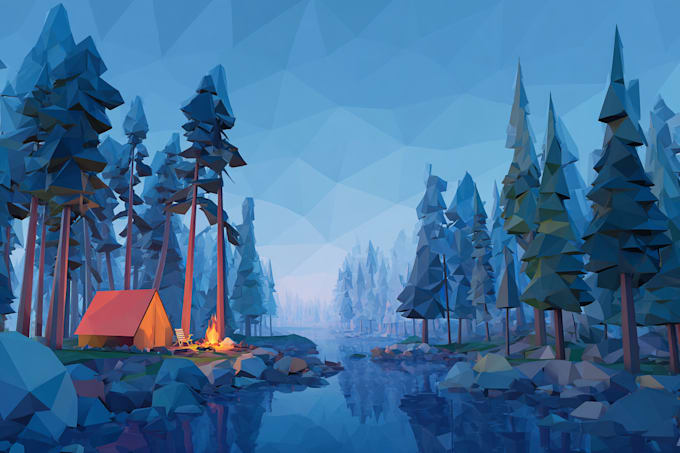create high detailed low poly vector illustrations for tshirts