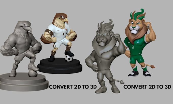 Convert 2d to 3d model from image sketch logo drawing for stl file 3d ...