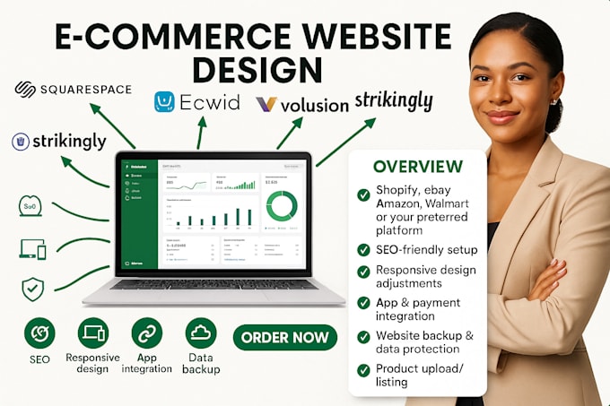 design squarespace godaddy ecwid volusion shift4shop strikingly ecommercewebsite