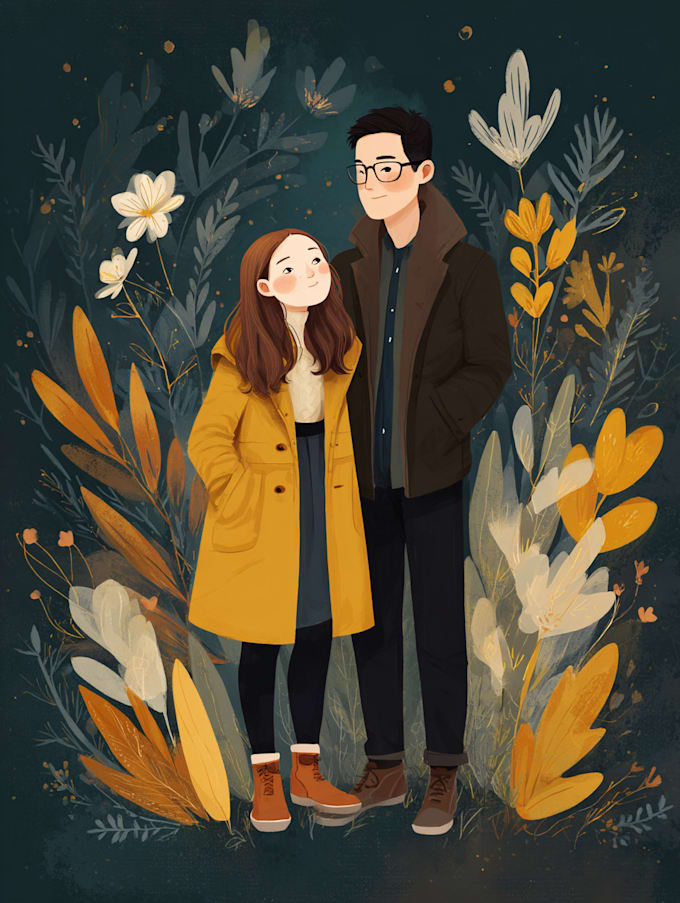 draw couple portrait illustration