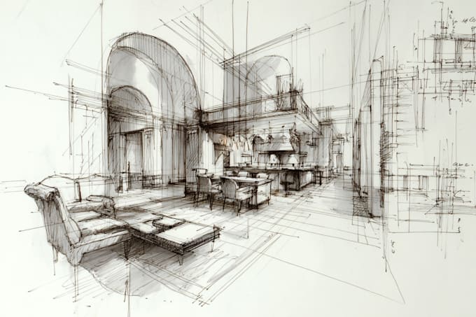 draw interior sketch and architectural designs
