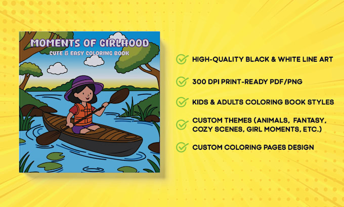 create custom coloring book pages and full books for amazon KDP and printables