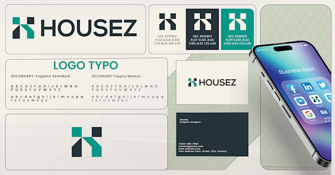 design minimalist and modern logo with complete brand style guide