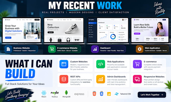 be a full stack web developer for custom website development