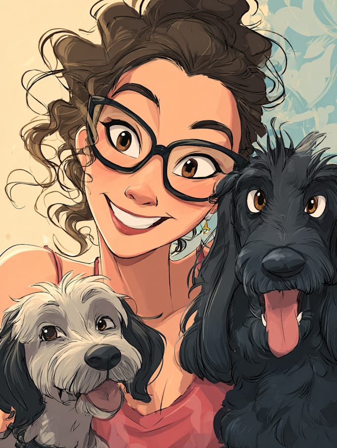 do disney pets portrait illustration in disney style