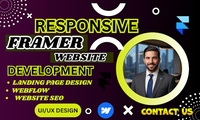 develop responsive framer website, landing page, figma to framer, webflow site