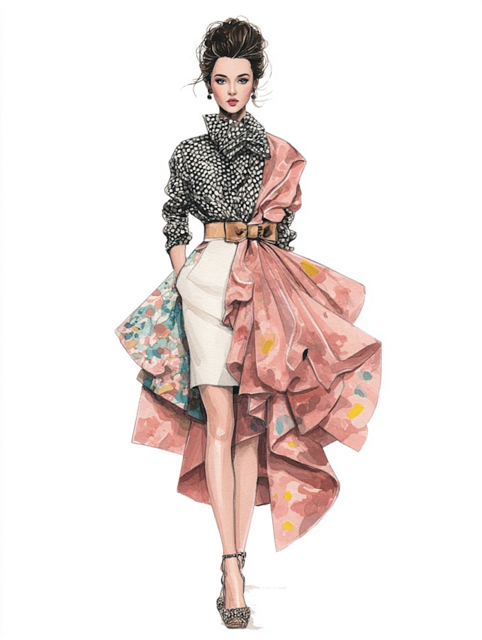 Draw a fashion illustration or sketch by Nehamcfarlane | Fiverr