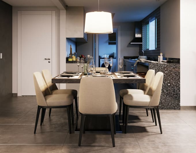 renew modern apartment interior, living area,wall decor,dining layout,cgi render