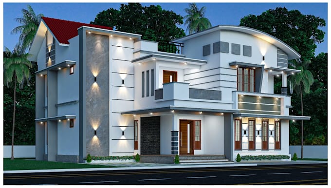 create stunning 3d exterior design and realistic house elevations