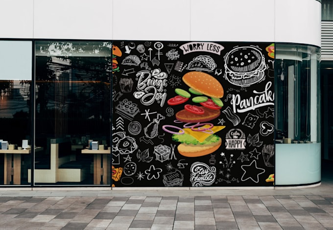 draw creative mural doodle art decal typography custom wall art illustration
