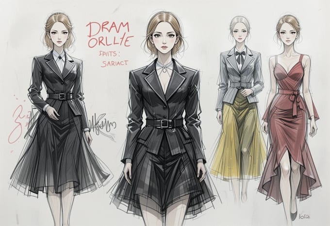 create a professional commercial fashion sketch