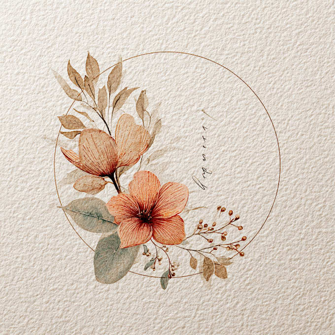 do a custom botanical logo with flowers, leaves, and vines