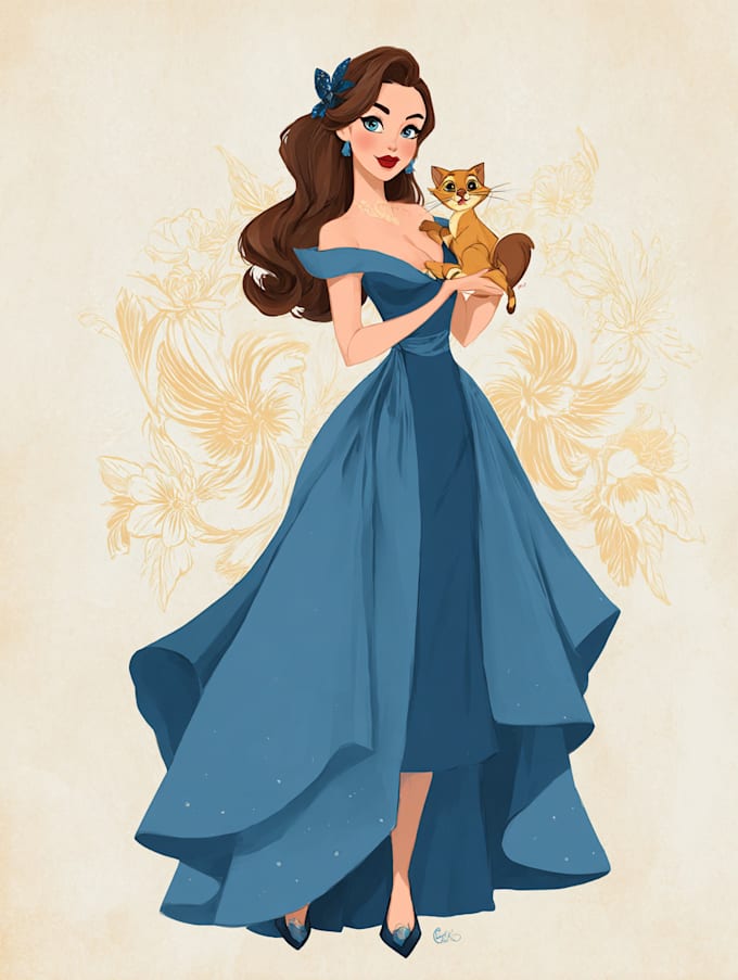 do cute disney cartoon portrait