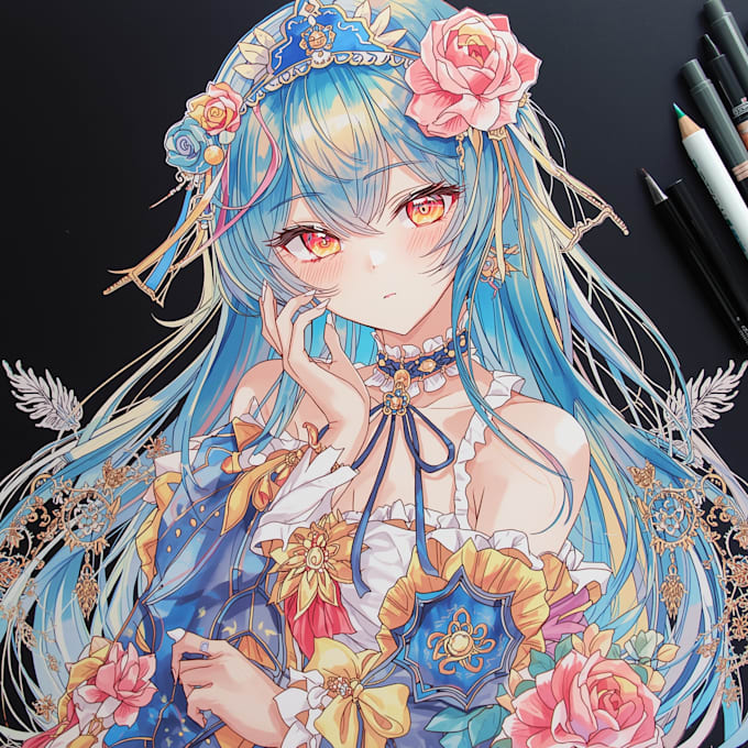 Creat a character design and concept art in anime style by Lalaleias ...