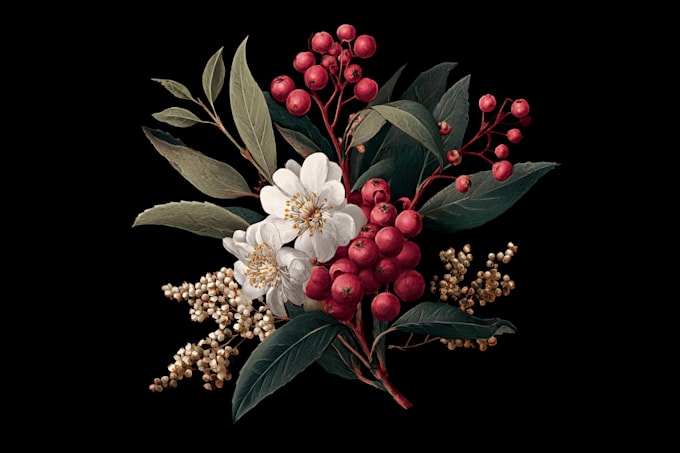 create botanical illustration of flower logo illustration