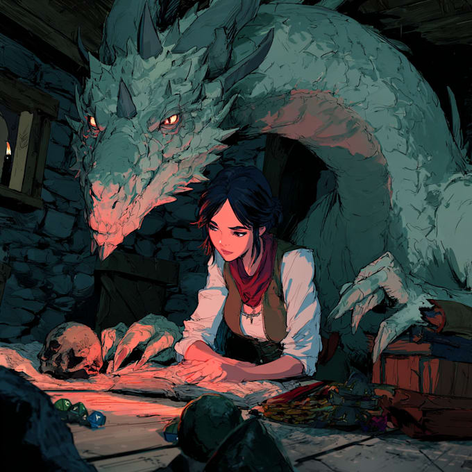 draw dungeons and dragons or oc illustration