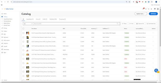 create and optimize walmart listings, SEO, wfs, PPC ads, and product variations